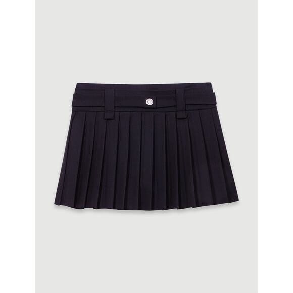Aje Short Pleated Front Mini Skirt - US S / FR 36 Black - Picture 1 of 7